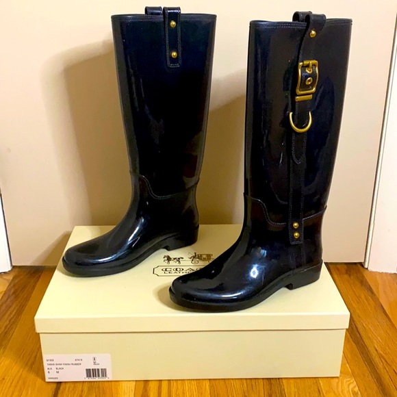 Coach Tasha Shiny Rain Boots Rubber 8M